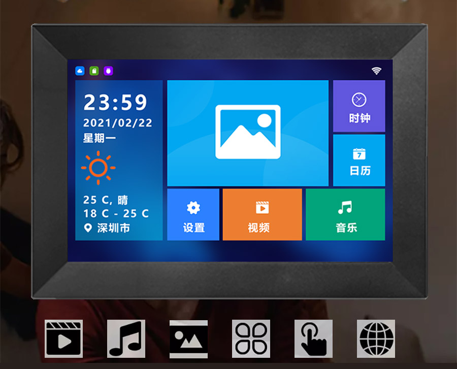 Tuya  smart photoframe and linux OS and P2P secure transmission，family share with video and photo.